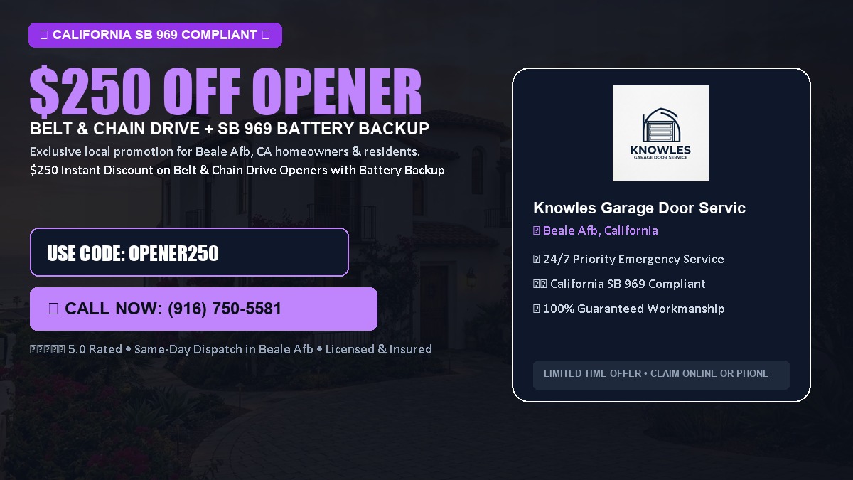 $250 OFF Smart Garage Door Opener Installation (Belt & Chain Drive with California SB 969 Battery Backup) in Beale Afb, CA