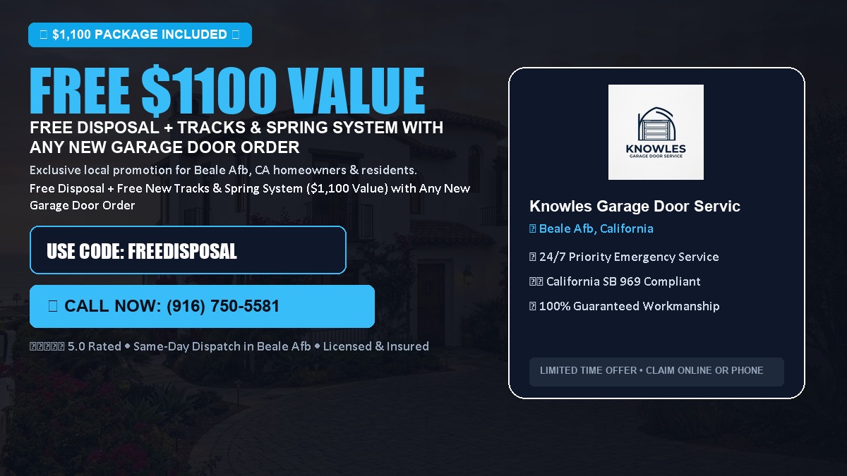 Free Disposal + Free New Tracks & Spring System with Any New Garage Door Order ($1100 Value) in Beale Afb, CA